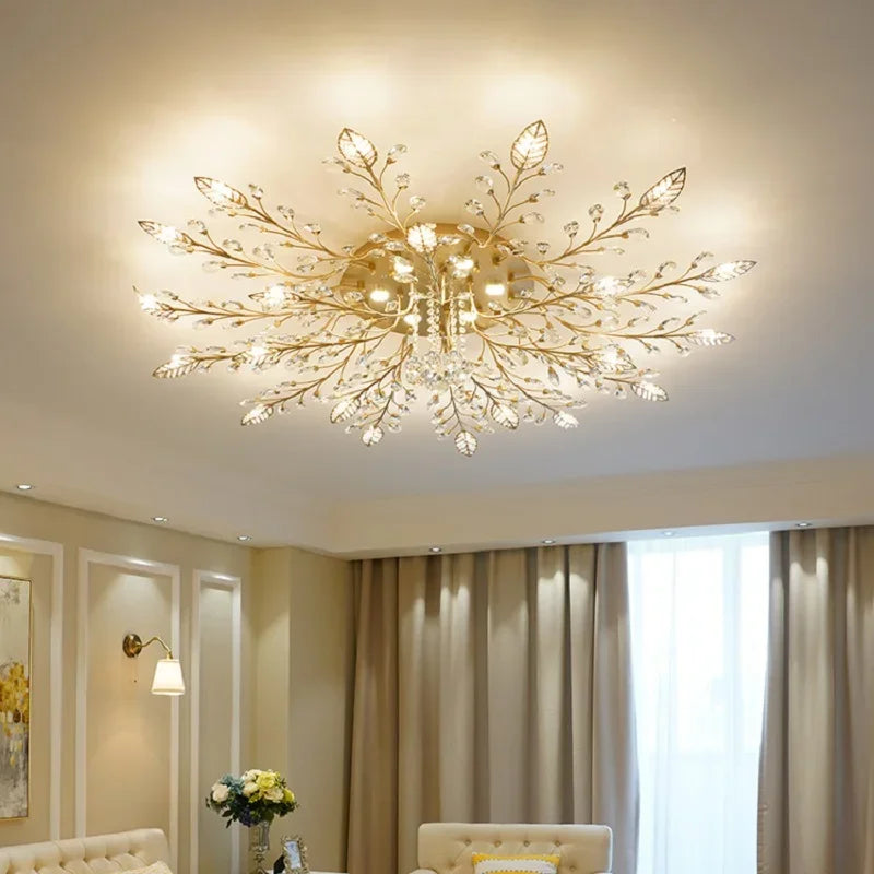 DecorBites™ Crystal Leaf LED Ceiling Chandelier: Industrial Retro Home Decor Lighting