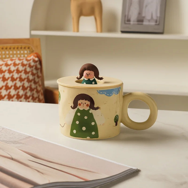 DecorBites™ Creative Ceramic Coffee Mug with Lid for Couples