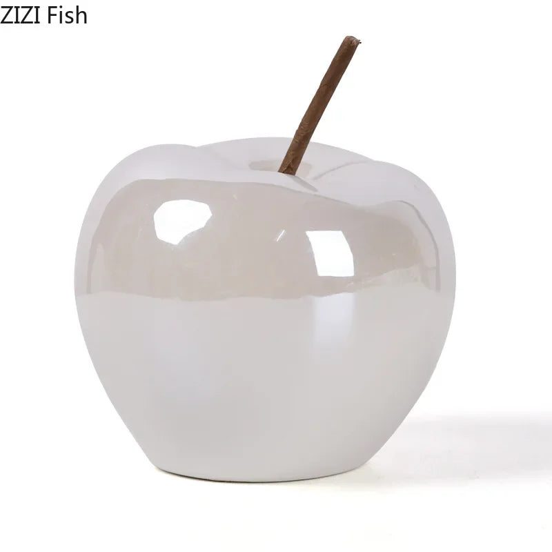 DecorBites™ Glowing Ceramic Apple Statue for Desk Ornaments and Room Decor