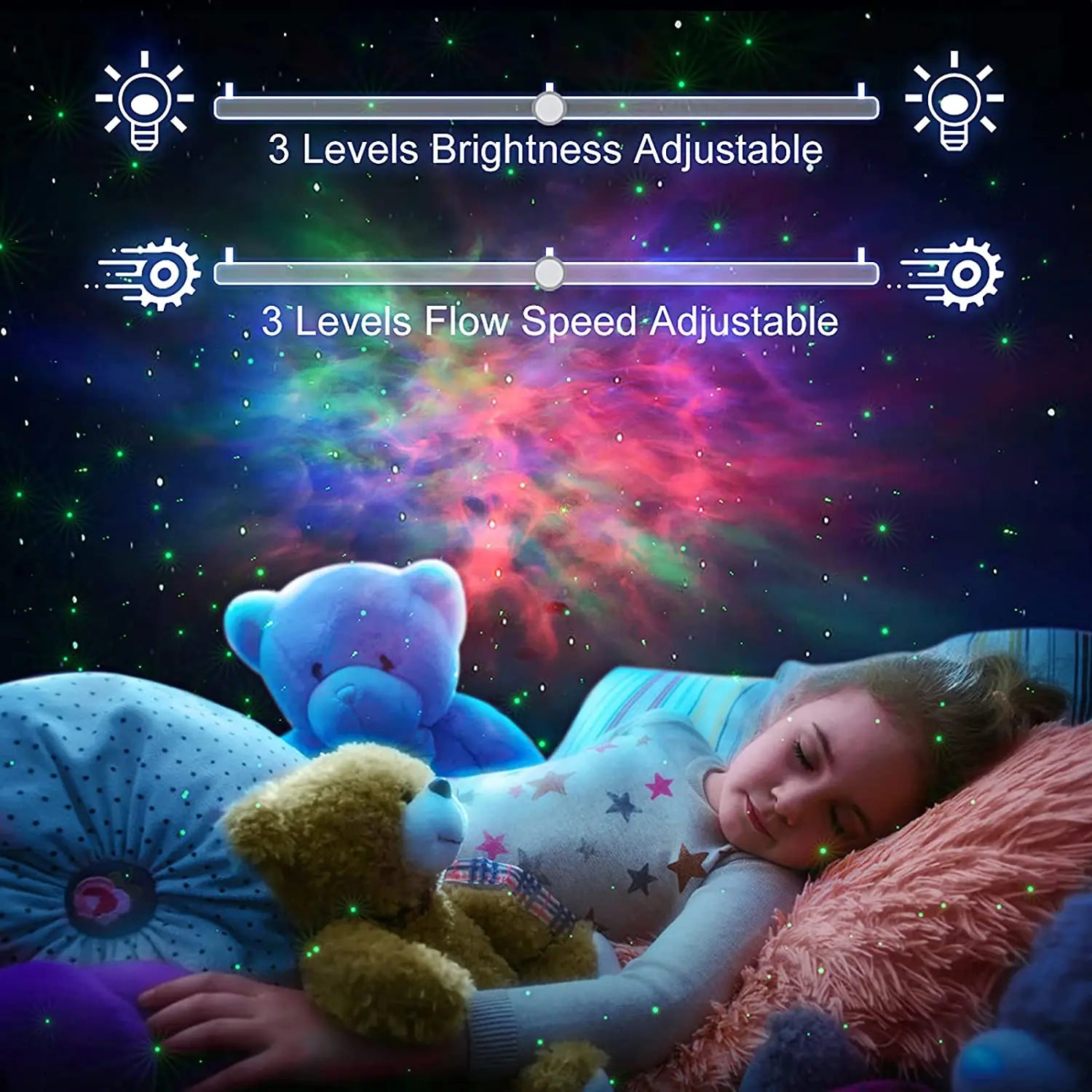DecorBites™ Dynamic Galaxy Star Projector Light for Bedroom Games Room Party