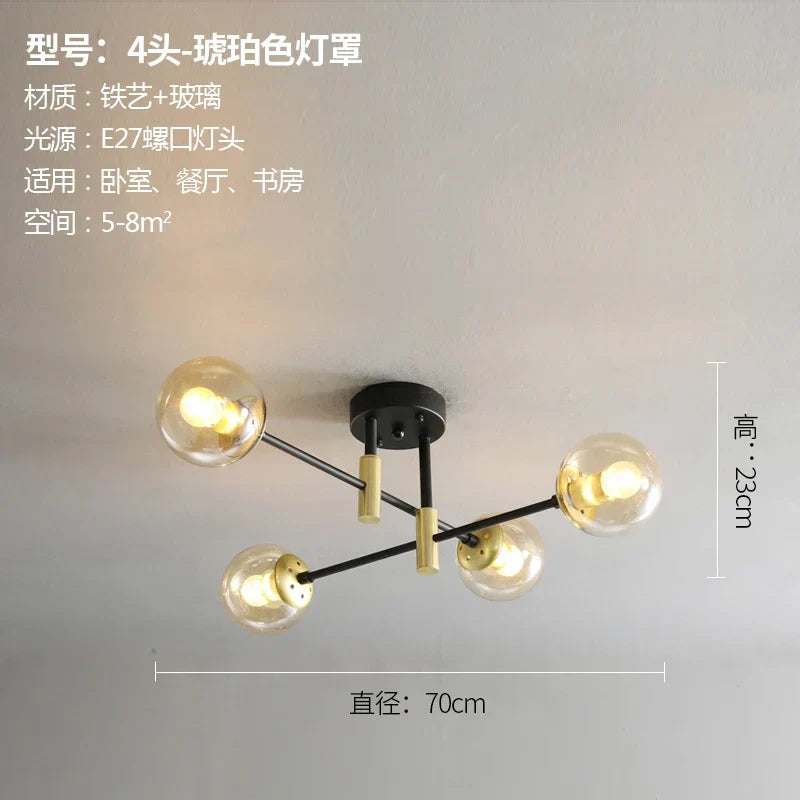 DecorBites™ Glass Ball LED Chandelier for Modern Living Room and Kitchen Lighting