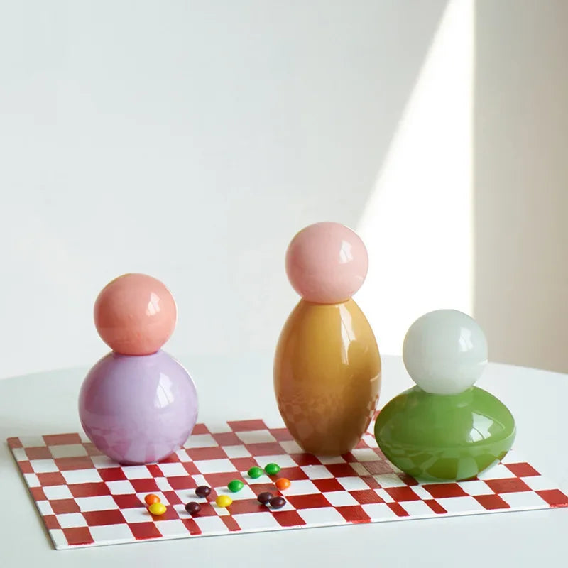 DecorBites™ Geometric Sphere Glass Vase with Lid, Desktop Storage Container