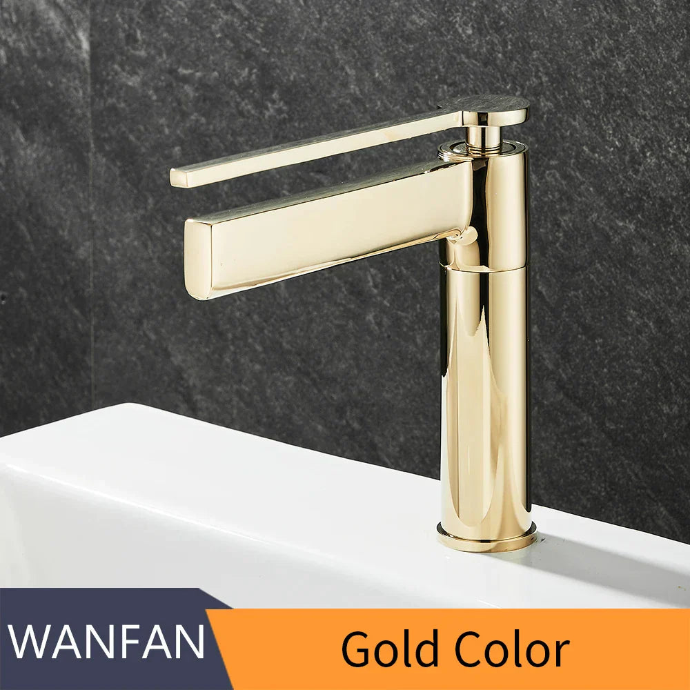 DecorBites™ Basin Faucet: Single Handle Deck Mounted Brass Bathroom Mixer for Sink - Hot/Cold