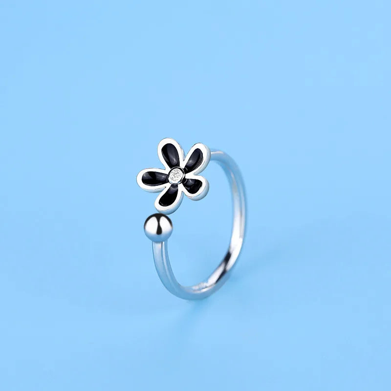 925 Sterling Silver Zircon Adjustable Ring | Women's Cocktail Jewelry