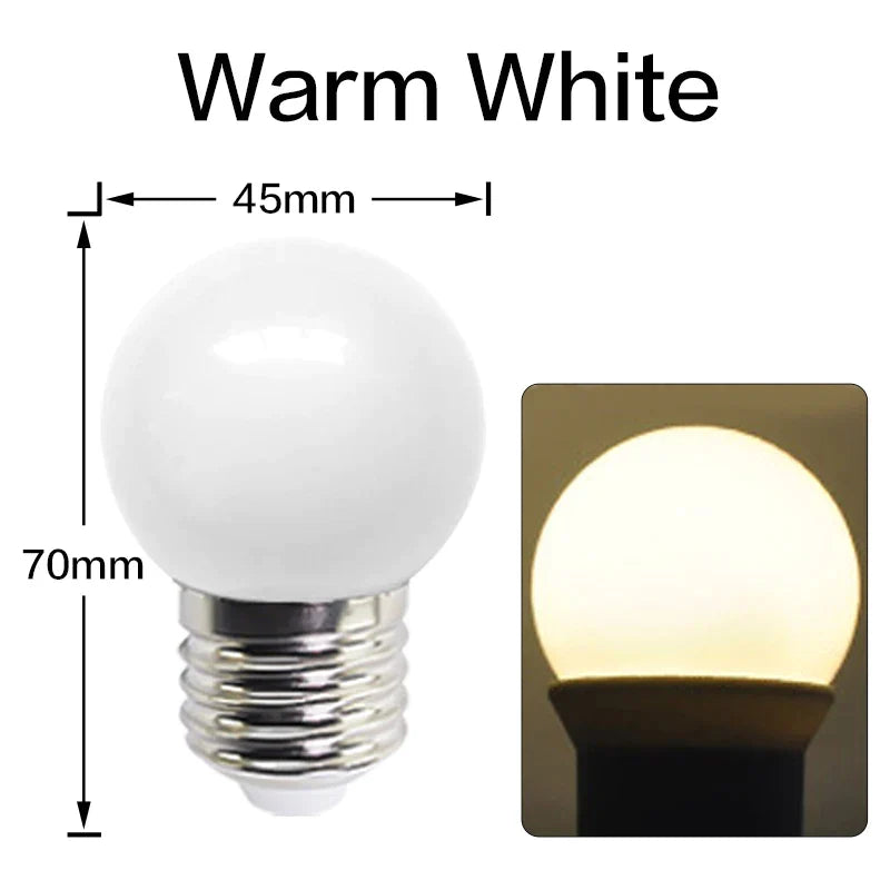 DecorBites™ G45 White String Lights: Waterproof Outdoor Mini Bulbs, Warm White 2700K
