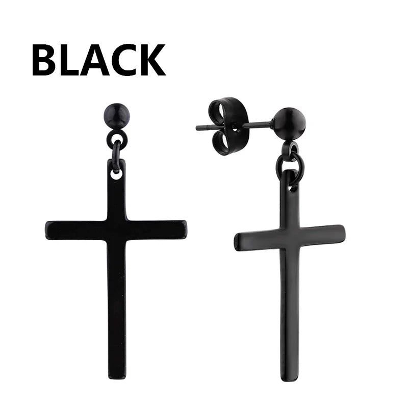 Vintage Punk Stainless Steel Stud Earrings for Men Women | 1 Pair Black Earrings Set