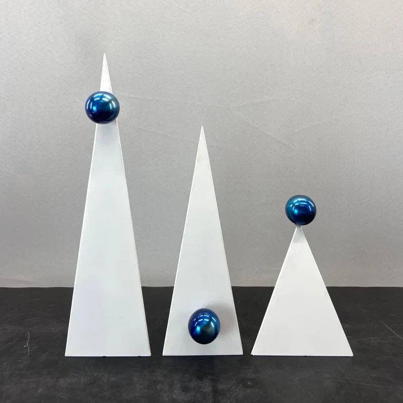 DecorBites™ Geometric Triangle Blue Ball Ornament: Abstract Decorative Figurine