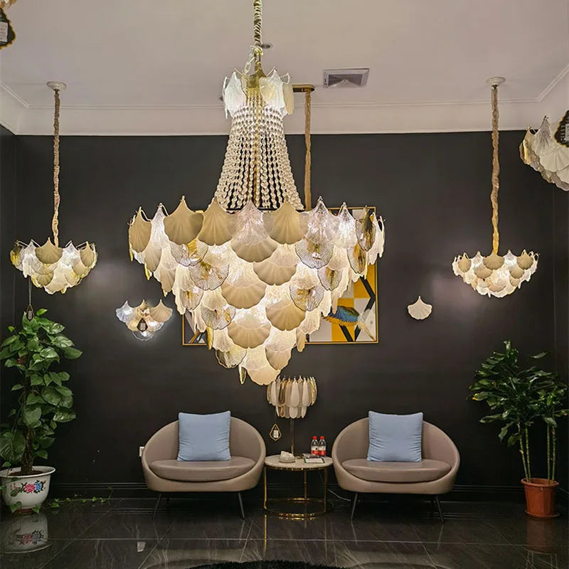 DecorBites™ Ginkgo Art Deco Dimmable Chandelier for Dinning Room