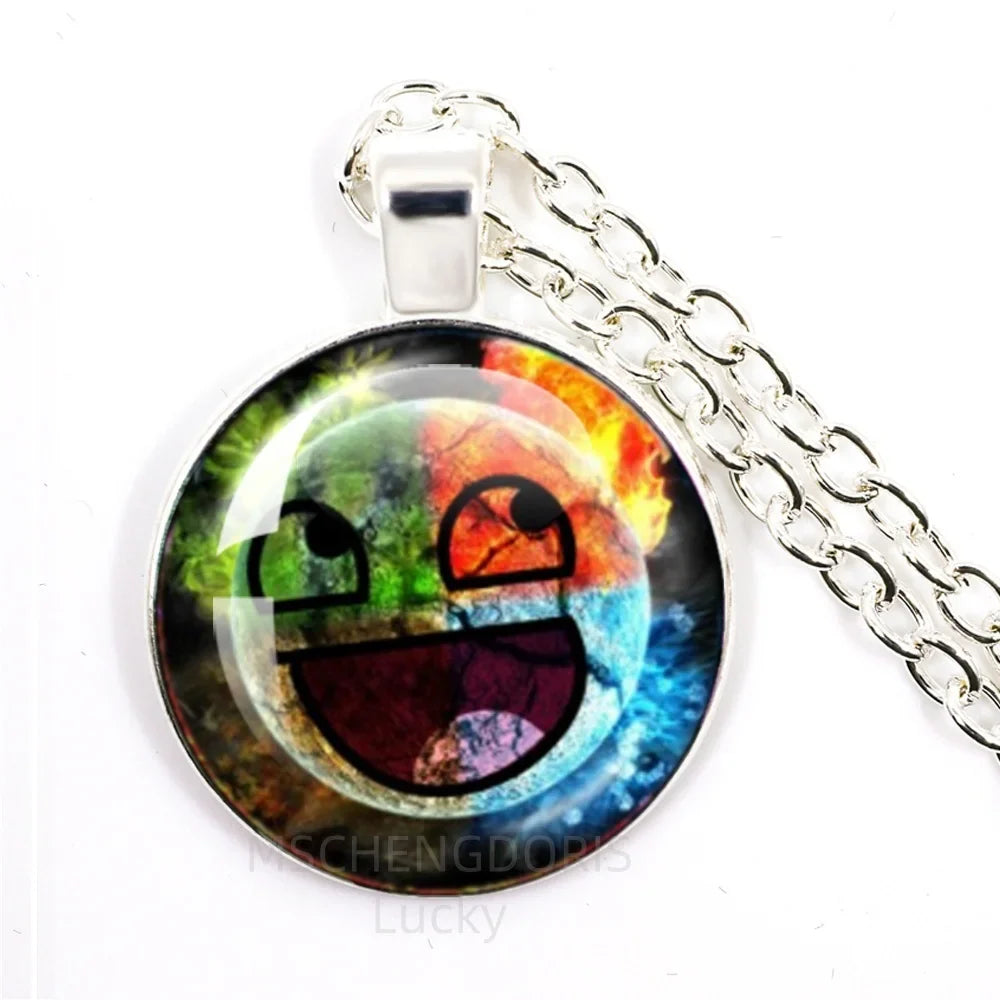 Funny Meme Cartoon Glass Pendant Necklace | Unisex Party Jewelry Gift