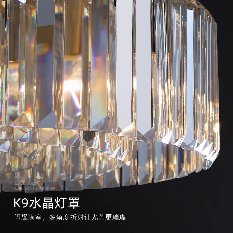 DecorBites™ Gold Metal Round Dimmable LED Pendant Light with K9 Crystals