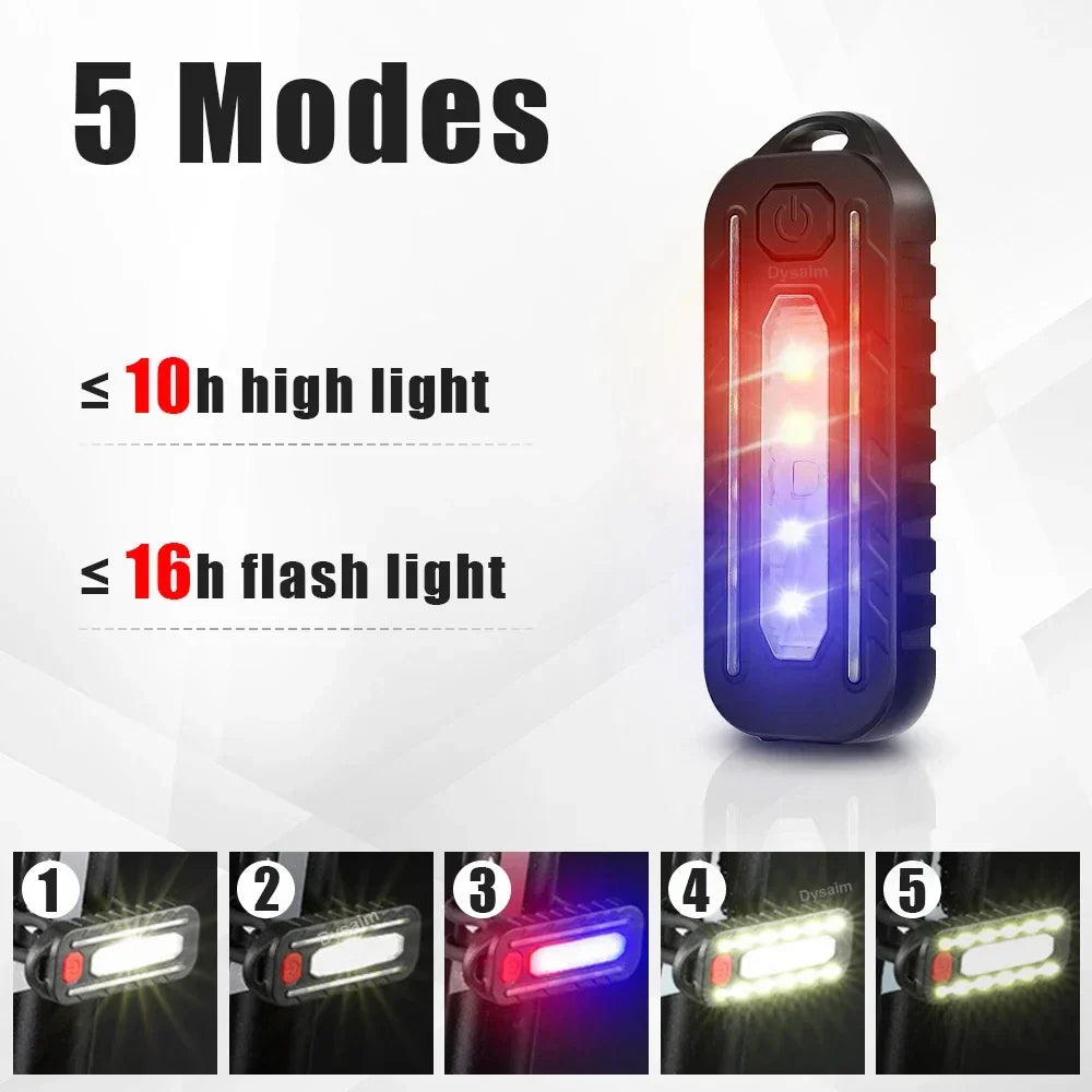 USB Rechargeable LED Flashlight with Shoulder Clip and Warning Flashing Light | Keychain Work Light