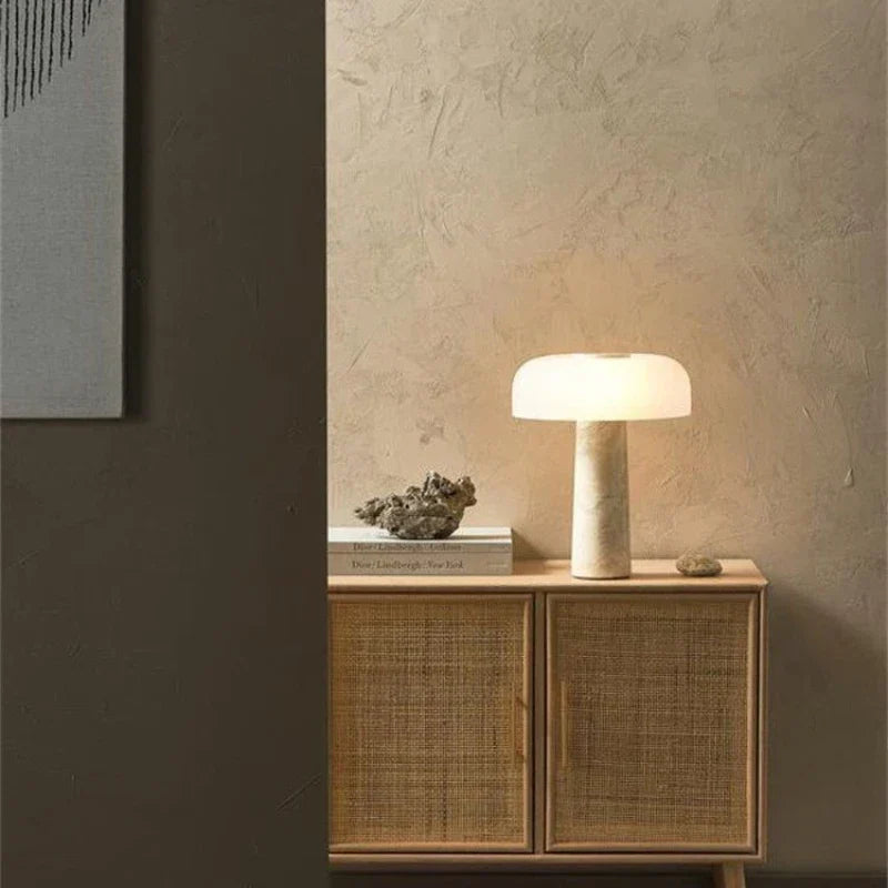 DecorBites™ Cream Marble Table Lamp: Modern LED Bedroom Lighting Fixture