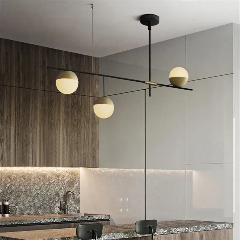 DecorBites™ Glass Ball Linear Chandelier: Postmodern Style Kitchen & Hotel Art Light