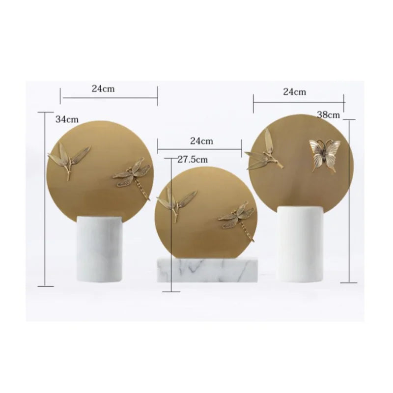 DecorBites™ Golden Geometric Circle Insect Figurine Set Home Decor