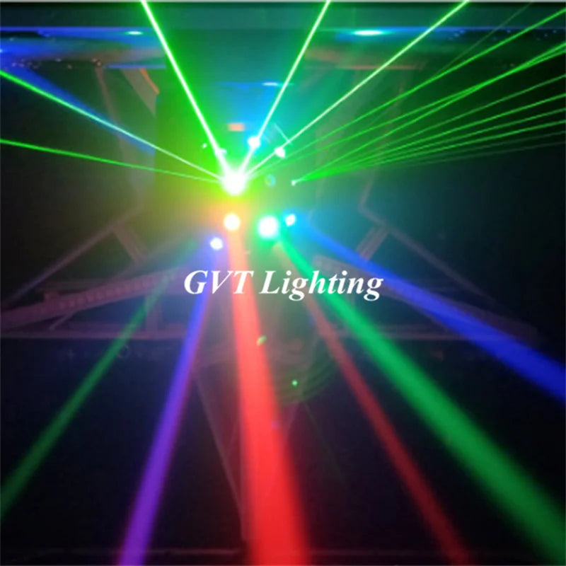 DecorBites™ 16 Beam Strobe Red Green Laser LED Moving Head Light Disco Ball