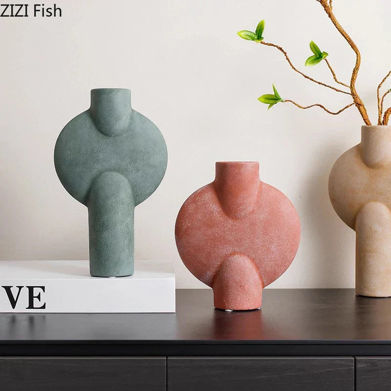 DecorBites™ Geometric Ceramic Vase for Stylish Floral Arrangements