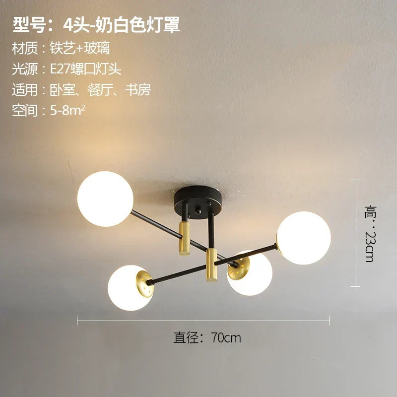 DecorBites™ Glass Ball LED Chandelier for Modern Living Room and Kitchen Lighting