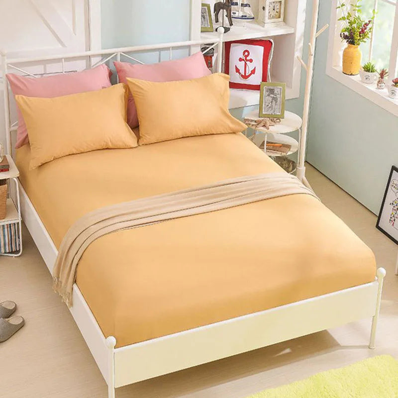 DecorBites™ Cotton Fitted Sheet: Soft & Durable, Queen/King Size, Elastic Band, Skin-Friendly