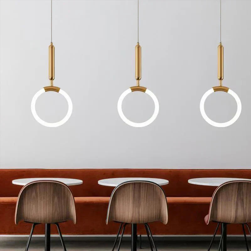 DecorBites™ Gold Ring Pendant Lights Warm White LED U Shape Hanging Lamp