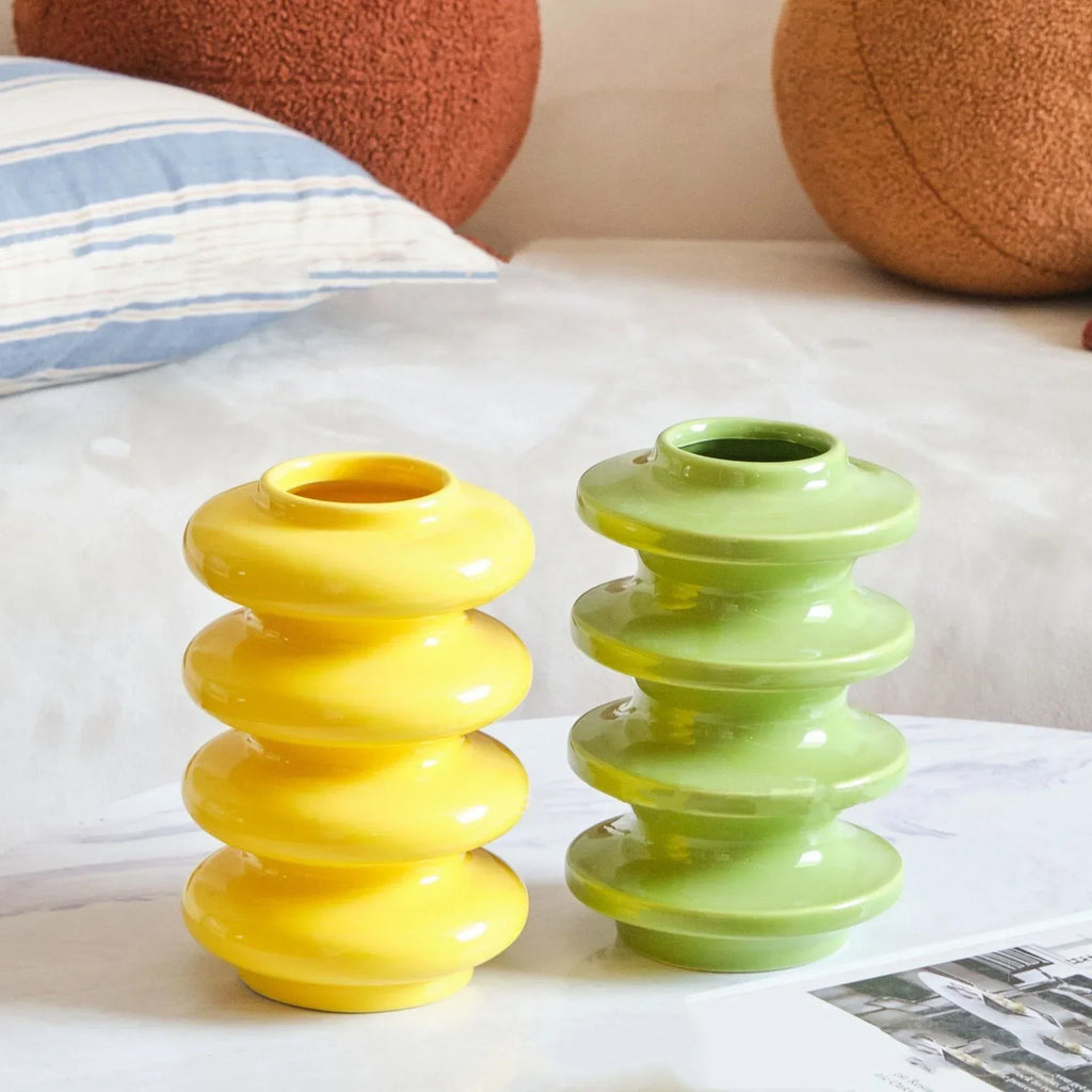 DecorBites™ Geometric Circles Abstract Ceramic Vase Spiral Home Decor Accessory