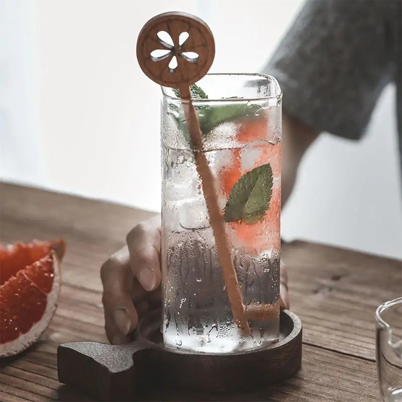 DecorBites™ Creative Square Glass Cold Drink Cup - Large Capacity Iced Coffee and Milk Tea Cup