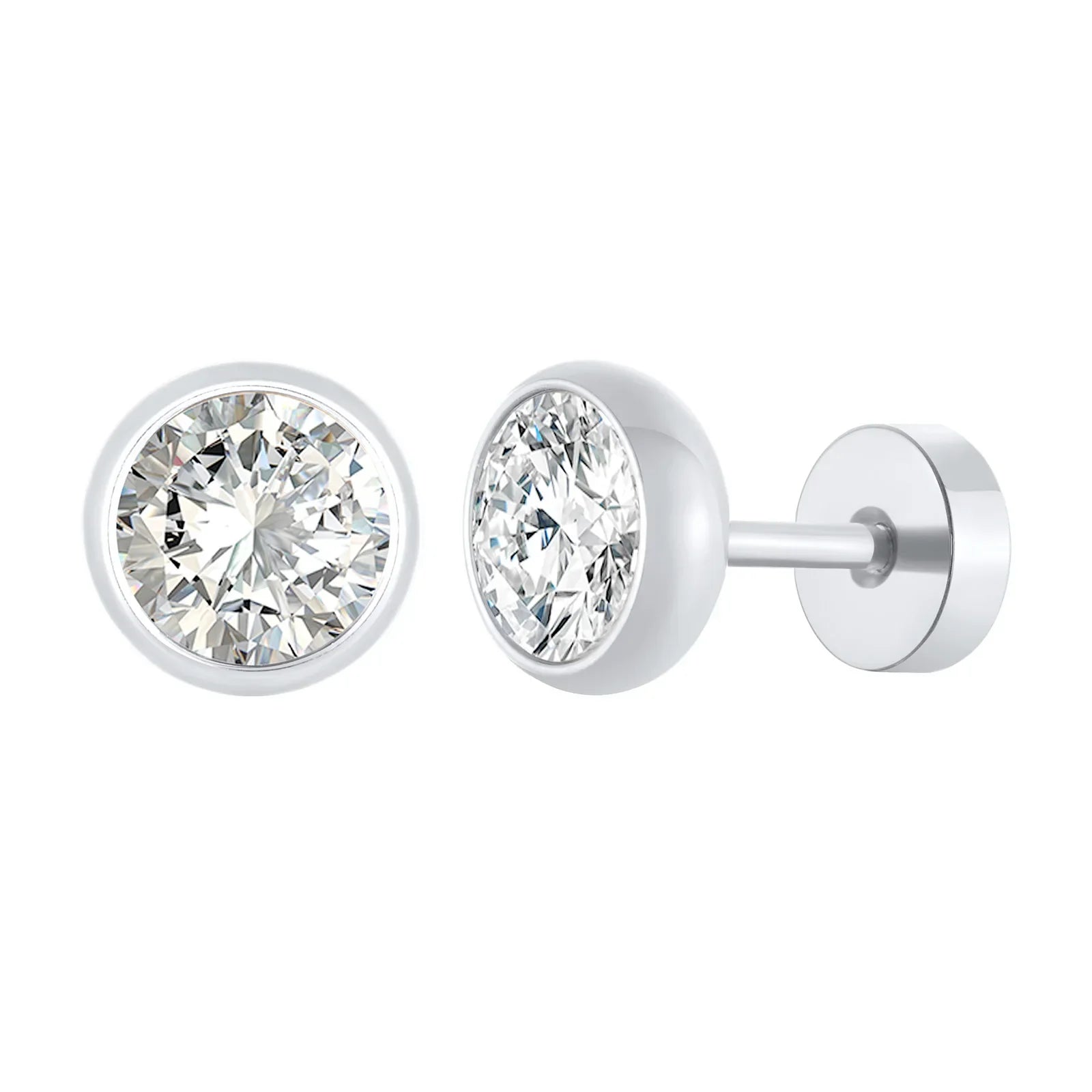 Stainless Steel Men’s Earrings | 8mm Multi-Faceted Screw Back Stud