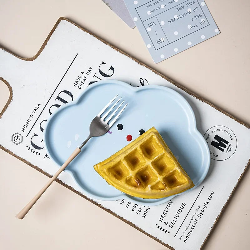DecorBites™ Cloud Tulip Cartoon Dog Bear Ceramic Dessert Plate Cute Tableware