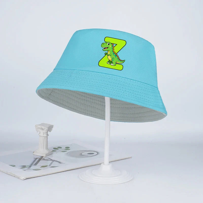 Kids' Dinosaur Letter Bucket Hat | Sun Hat for Toddlers Boys Girls 2-6 Years