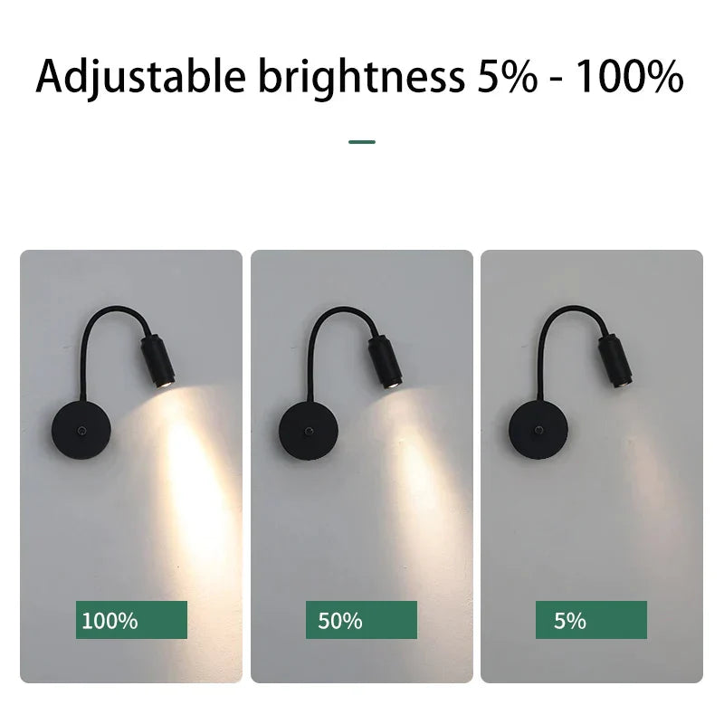 DecorBites™ Adjustable Focus LED Wall Lamp with Dimming Switch