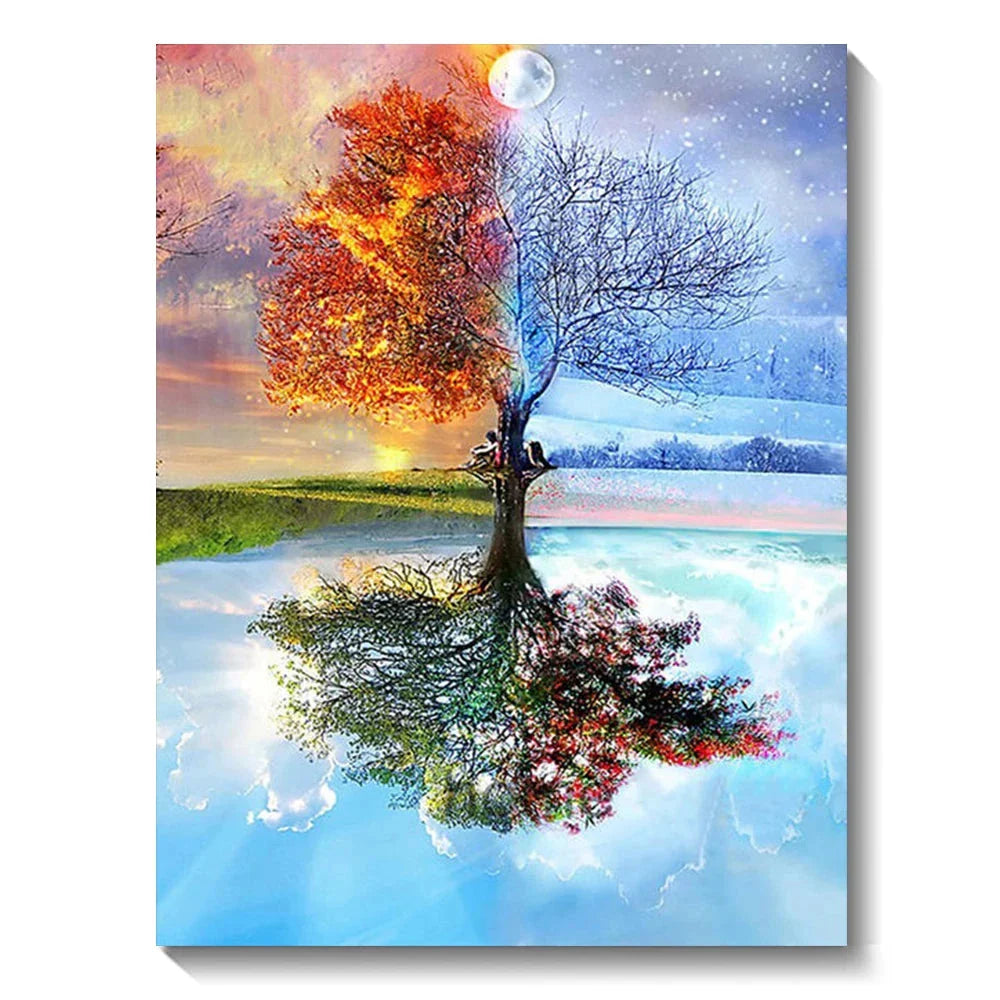 5D Diamond Painting Kit - Aurora Landscape Mosaic, Full Round Drill for DIY Home Decor