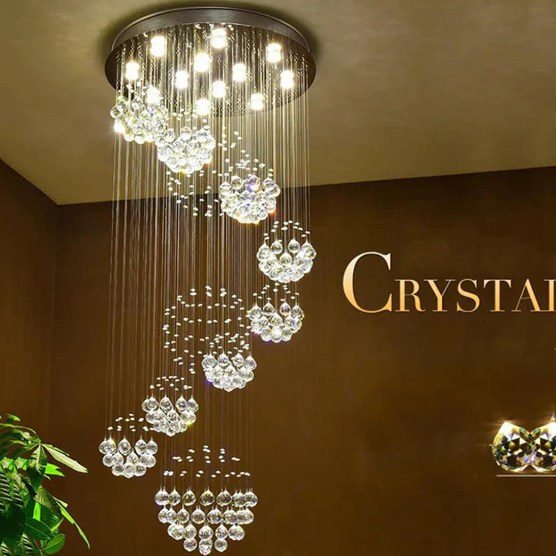DecorBites™ Crystal LED Chandelier for Large Villa Ceiling Lights, Hotel, Kitchen Decor