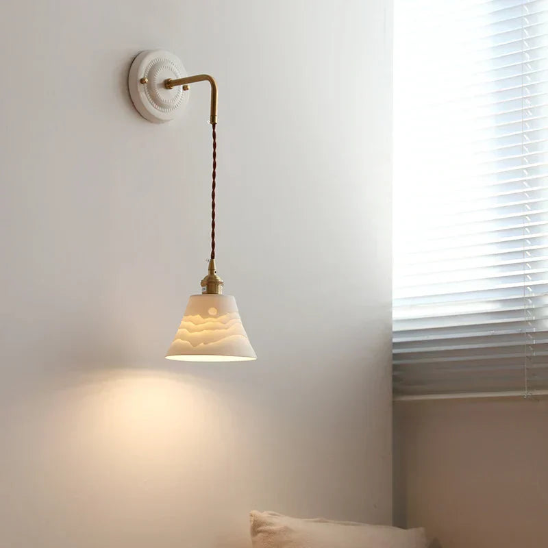 DecorBites™ Adjustable LED Wall Sconce Lamp Stripe Ceramic Copper Mirror Bedside