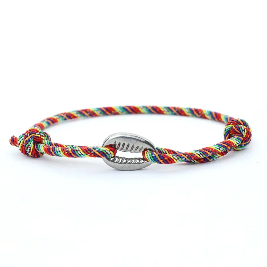 Handwoven Rope Macrame Bracelet for Men | Adjustable Shell Beach Surfer Bracelet