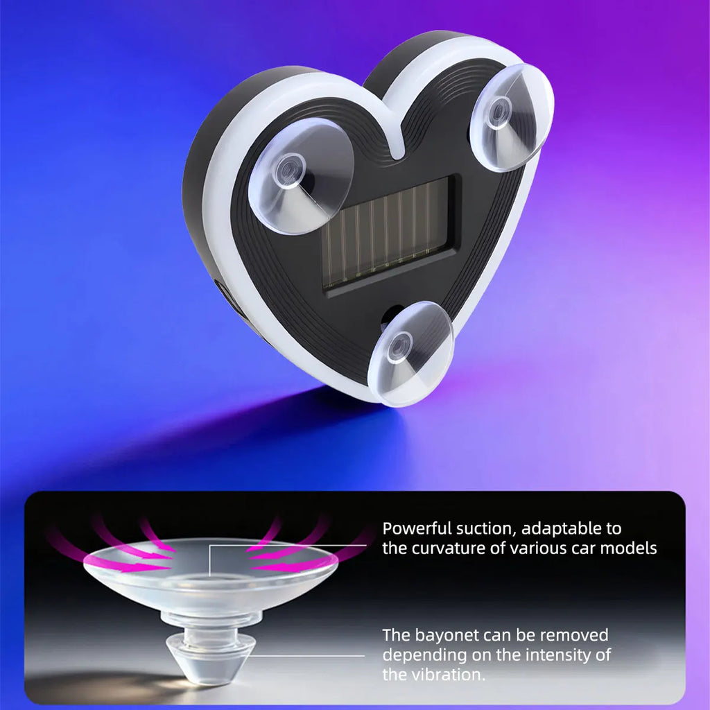 Solar Powered Car Neon Heart Lamp | Wireless LED Ambient Light with Suction Cup
