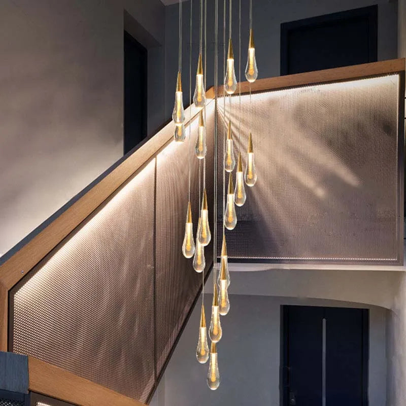 DecorBites™ Crystal Tear Drop Ceiling Chandelier LED Pendant Light Fixture