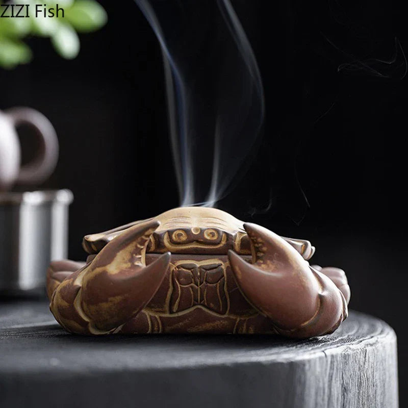 DecorBites™ Crab Ceramic Incense Burner Aromatherapy Diffuser Ash Plate Home Aroma Container