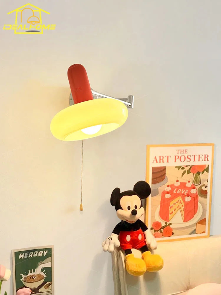 DecorBites™ Cream Wind Wall Lamp LED E27 Swing Arm Telescopic Staircase Bedside Reading