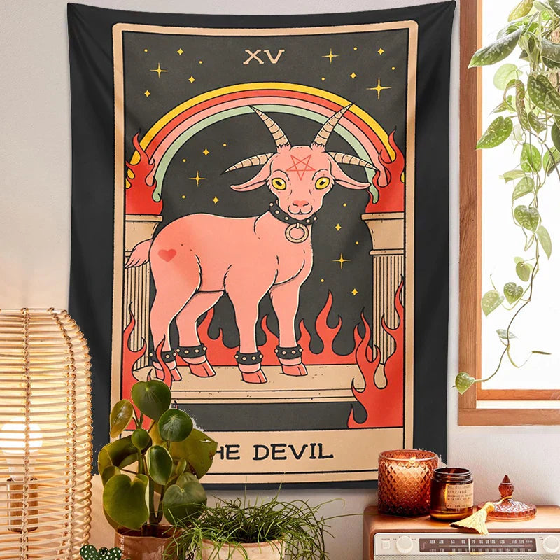 DecorBites™ Devil Tarot Goat Wall Hanging Tapestry - Home Decor Hippie Dorm Room