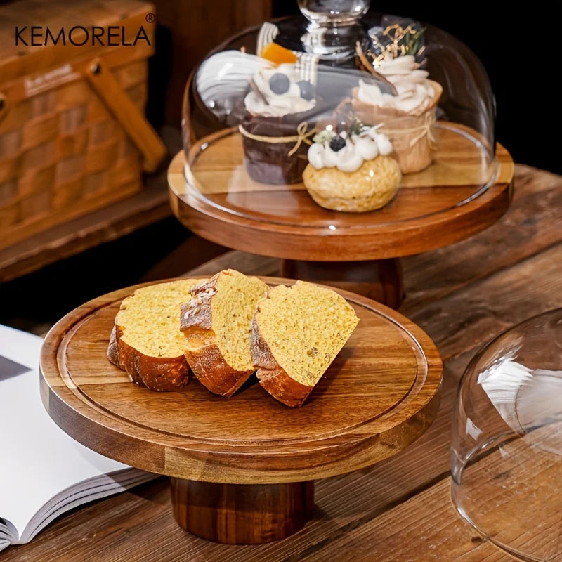 DecorBites™ Acacia Wood Cake Tray: Elevate Your Dessert Display