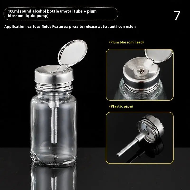 Glass Nail Polish Bottle with Pump | Refillable Dispenser for Remover and Cleaner