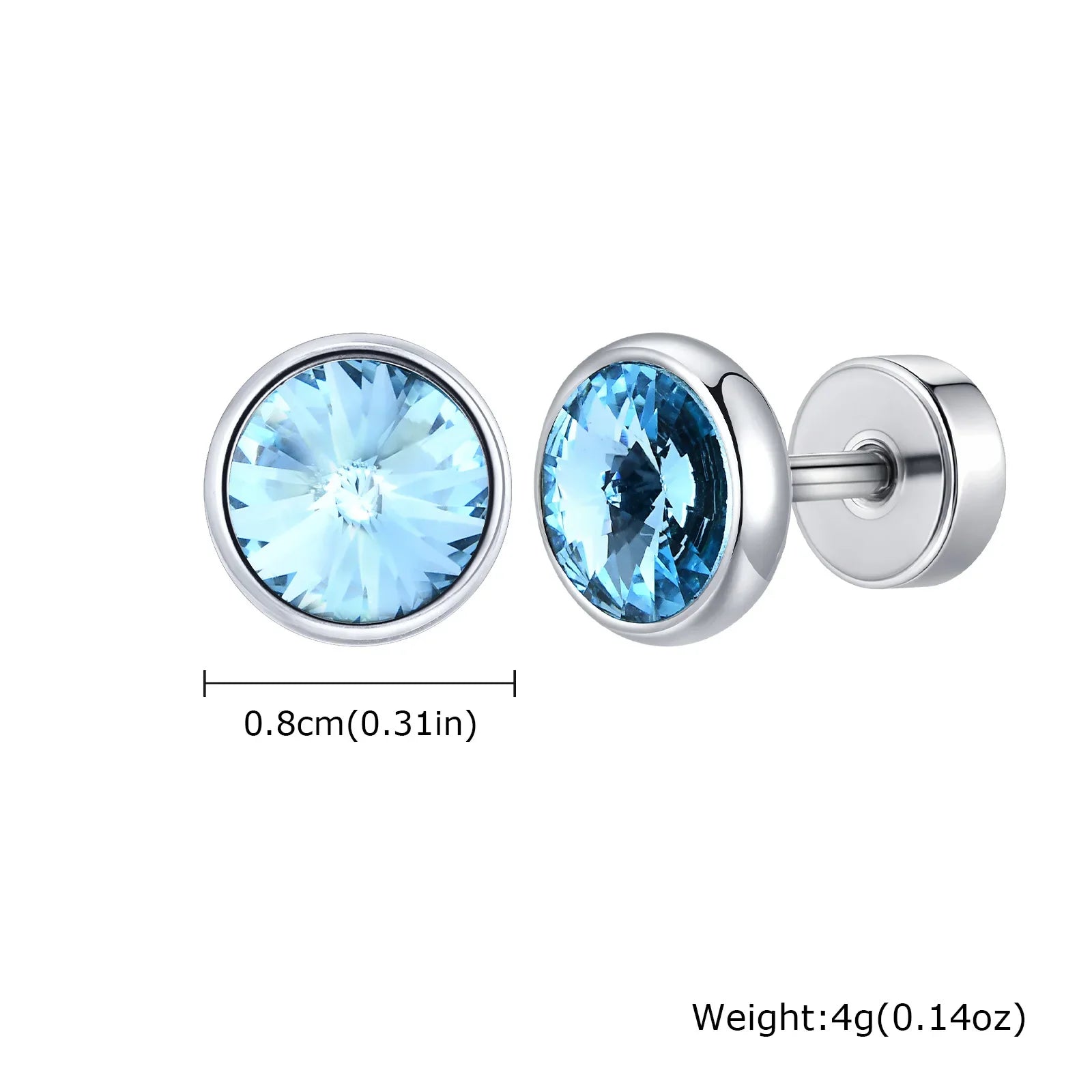 Stainless Steel Men’s Earrings | 8mm Multi-Faceted Screw Back Stud