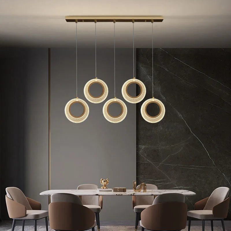 DecorBites™ Crystal LED Chandelier: Modern Gold Kitchen Lighting, Simple Elegant Design.