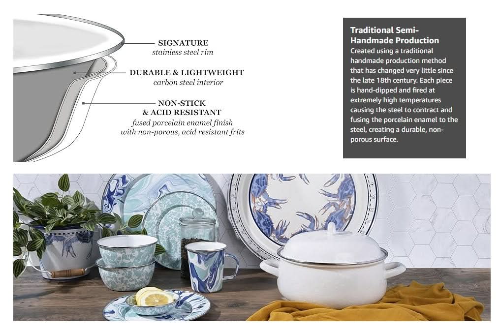 Golden Rabbit Enamelware Modern Monet Pasta Plates - Set of 4