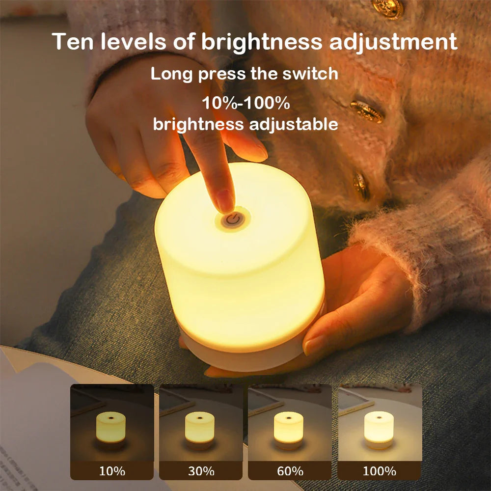 Creative USB Bedside Lamp with Touch Dimming | LED Night Light for Reading