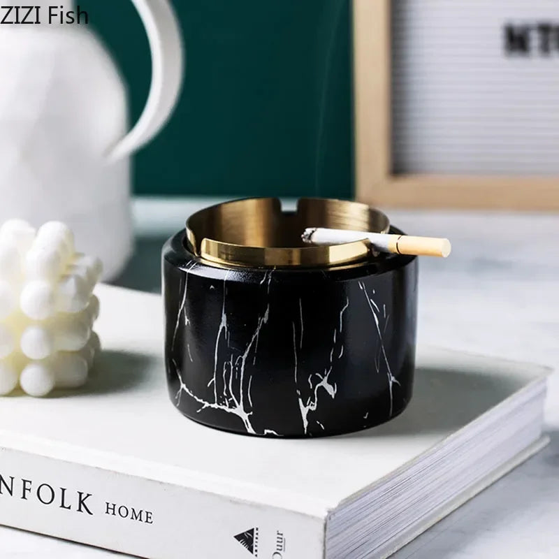 DecorBites™ Gold Plated Marble Texture Ashtray - Smoking Accessories Weed Tray