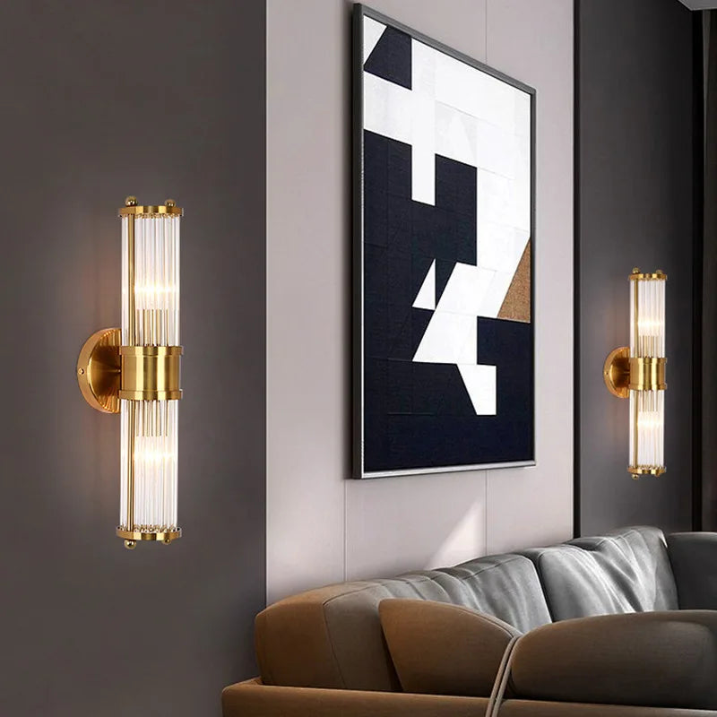 DecorBites™ Crystal LED Wall Lamp: Single & Double Head Modern Bedside Background Light