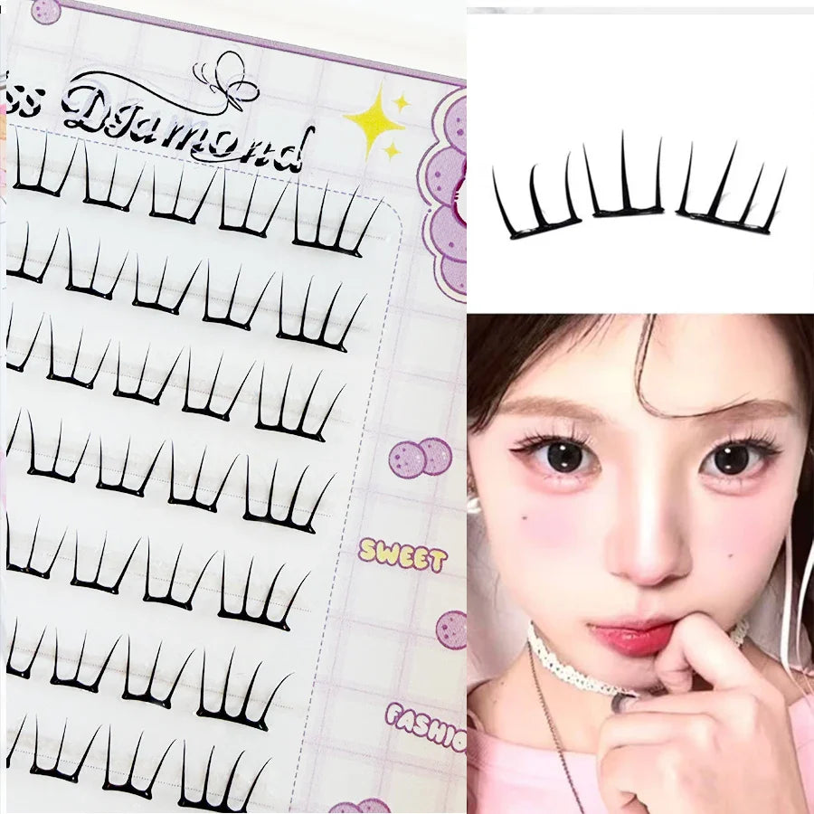 10 Rows Dense Natural False Eyelashes Segmented Glue-free Eyelash Extension | Lightly Curling Eyelash Cluster