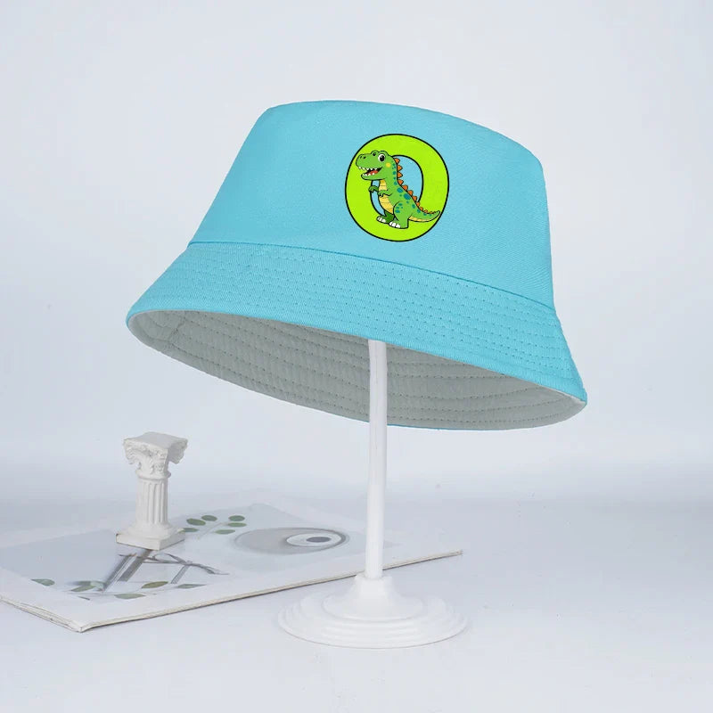 Kids' Dinosaur Letter Bucket Hat | Sun Hat for Toddlers Boys Girls 2-6 Years