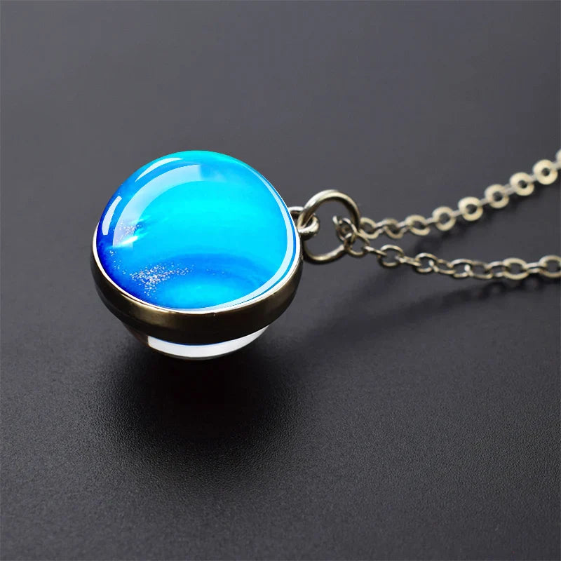 Solar System Glass Ball Pendant Necklace | Astronomy Galaxy Jewelry