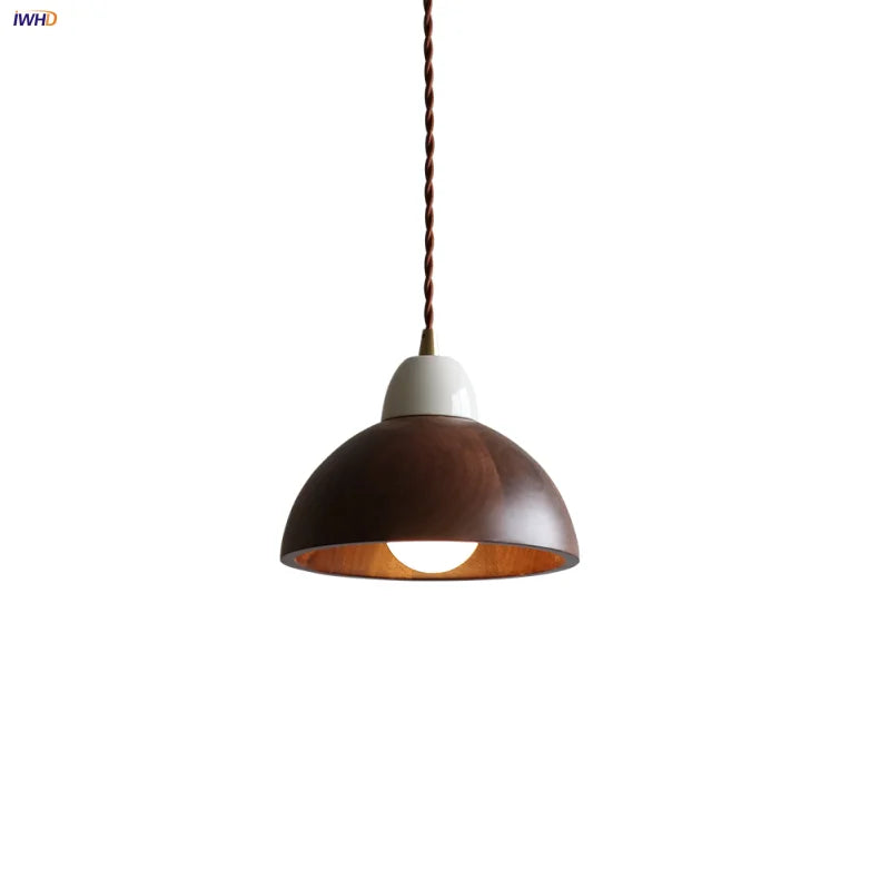Matte brown and copper ceramic walnut pendant light kitchen lamp